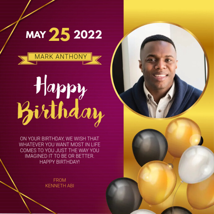 Purple Happy Birthday Wish Social Media Templ Template Postermywall Purple Happy Birthday Wish Social Media Templ Template Postermywall