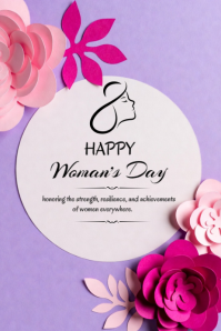 Purple Happy International Women's Day  Banner 4' × 6' template