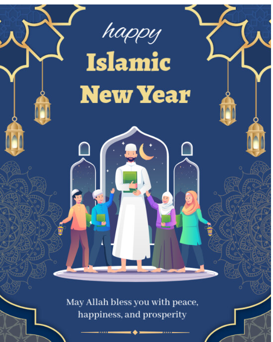 Purple Happy Islamic New Year  Instagram Portrait template