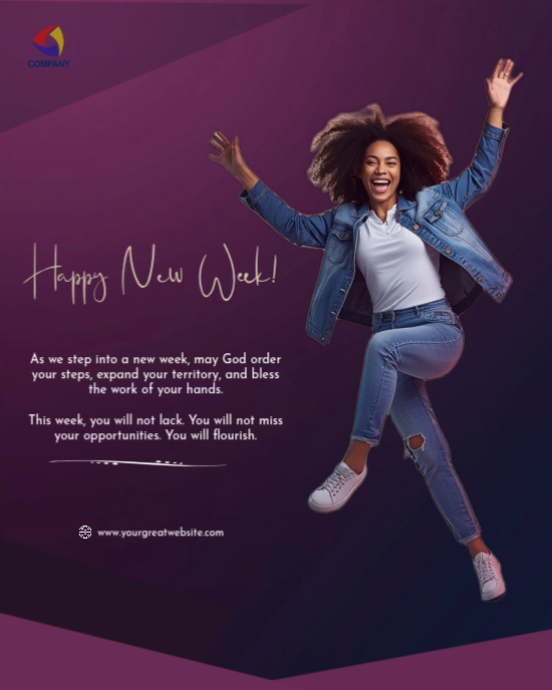 Purple happy new week instagram portrait Template | PosterMyWall