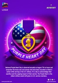 Purple Heart Day A4 template