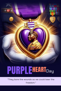 Purple Heart Day Poster template