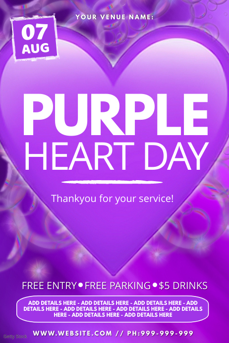 紫心日海报模板 Postermywall 紫心日海报模板 Postermywall