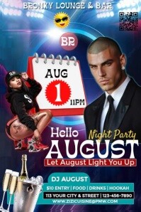 Purple  Hello August Club Vibes Poster template