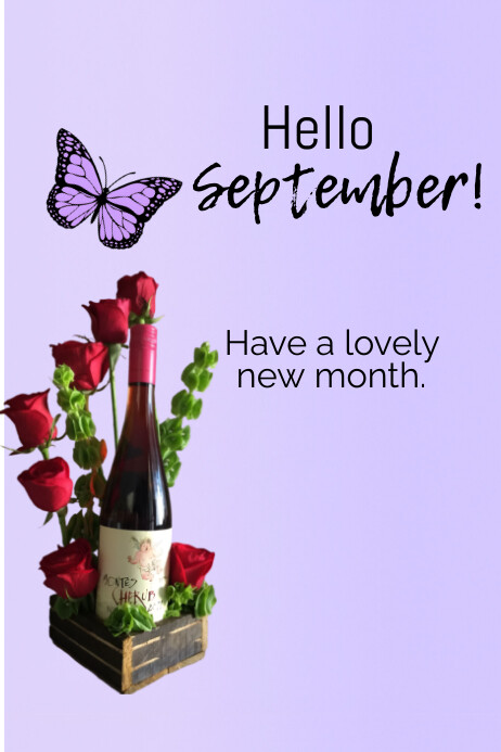 Purple Hello September  Poster Iphosta template