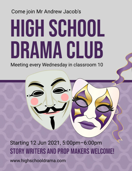 Purple High School Drama Club Flyer Template Postermywall Purple High School Drama Club Flyer Template Postermywall