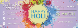 Purple Holi Banner Facebook Cover Photo template