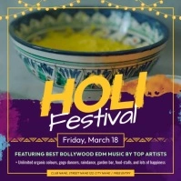 Purple Holi Festival Invitation Instagram Vid Vierkant (1:1) template