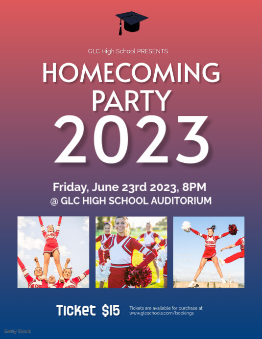 Purple Homecoming Party Flyer Løbeseddel (US Letter) template