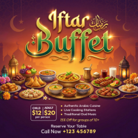 Purple Iftar Buffet Instagram Post template