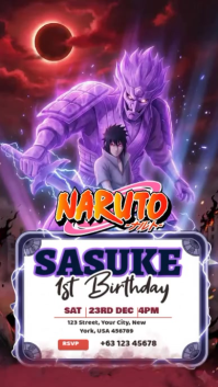Purple Anime Birthday Invitation Instagram Story Template