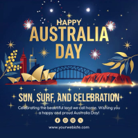 Purple Illustrative Australia Day Square (1:1) template