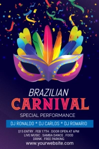 Purple Illustrative Brazilian Carnival, Pinterest Graphic template