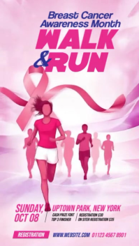 Purple Illustrative  Breast Cancer Marathon Instagram Story template