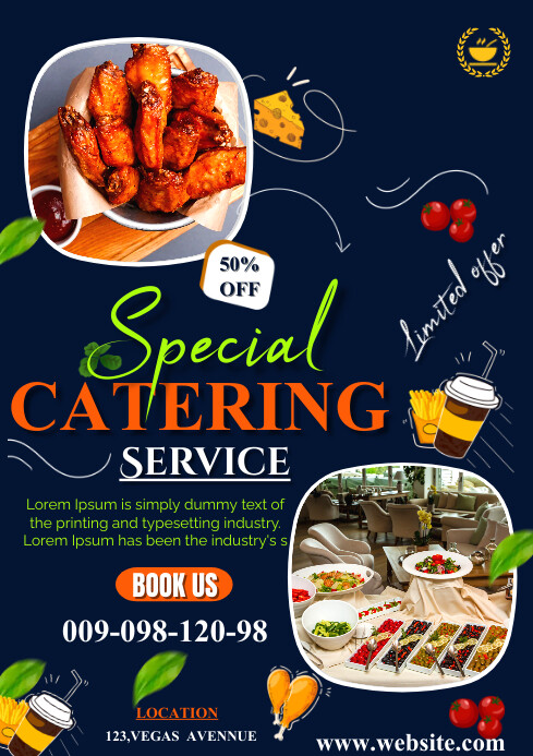 Purple Illustrative Catering Service Design T Template | PosterMyWall