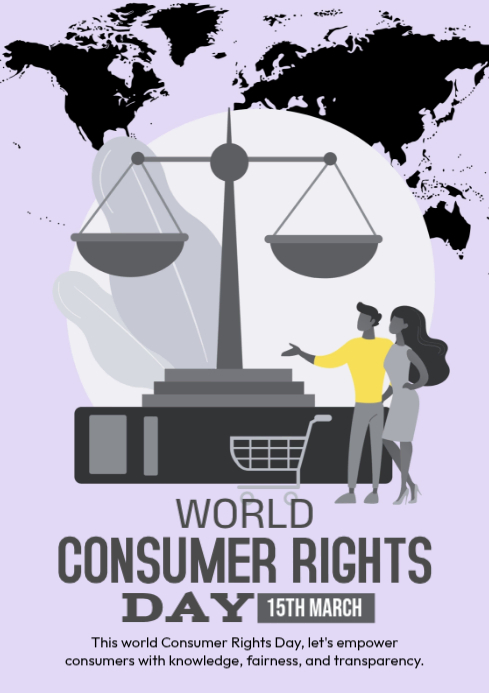 Purple Illustrative Consumer Rights Day A4 Template | PosterMyWall