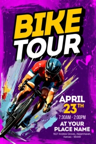 Purple Illustrative Cycling Poster template