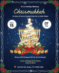 สีม่วง Chrismukkah Holiday Celebration Instagram Portrait Template
