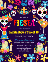 紫色 Sweet 16 Fiesta Iflaya Template