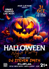 Purple Illustrative Halloween  A5 template