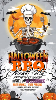 Purple Illustrative Halloween Backyard Party Instagram Story template
