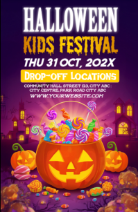 Purple Halloween Kids Festival Poniekoerant Template