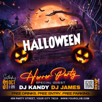 Purple DJ Halloween Party Publicación de Instagram Template