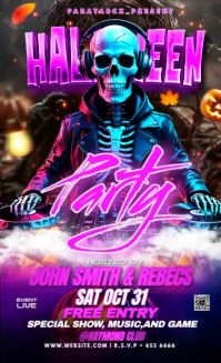 Purple Illustrative Halloween Dj Party Template Us Legal