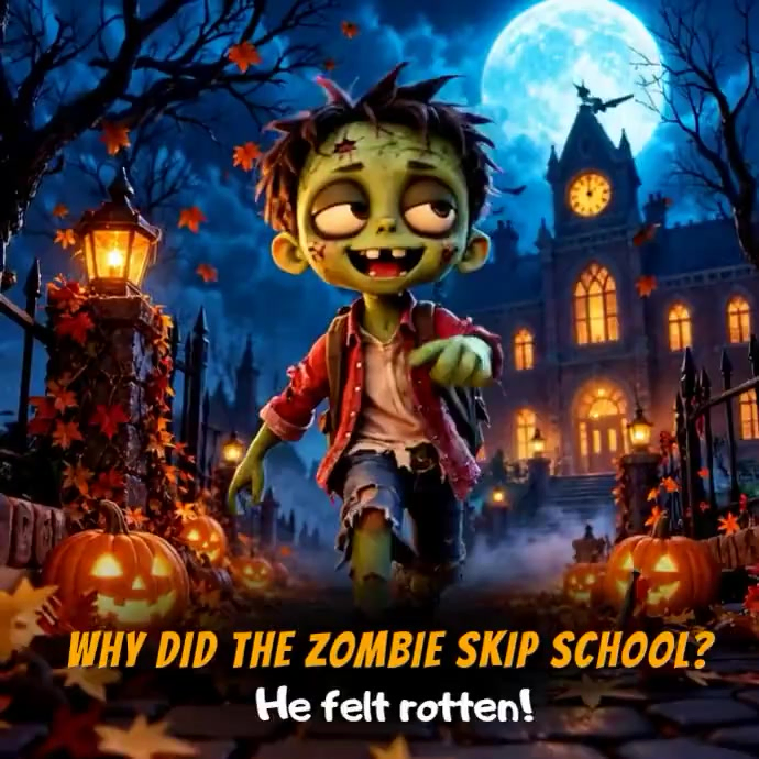 Purple Illustrative Halloween Joke Poster Square Video Template ...