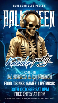 Purple Illustrative Halloween Karaoke Night Party Facebook Story template