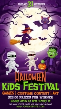 Purple Illustrative Halloween Kids Festival Instagram Story template