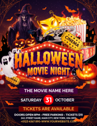 Paars Halloween Movie Night Flyer Template