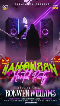 Purple Illustrative Halloween Night Club Dj Party  Instagram Reel template