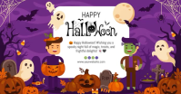 紫色 Halloween Greeting Card Immagine condivisa di Facebook Template