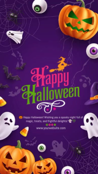 สีม่วง Halloween Greeting Instagram na Kuwento Template