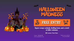 Purple Illustrative Halloween Party Twitter Post Wpis na Twittera template