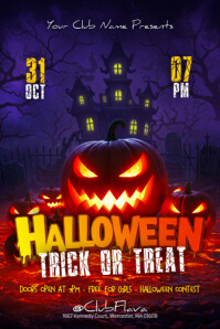 Purple Illustrative Halloween Poster template