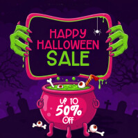 Purple Illustrative Halloween Sale Instagram Post template