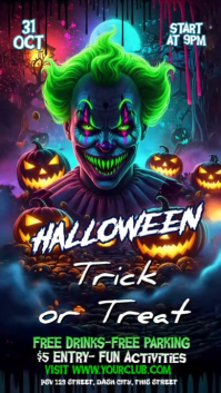 Purple Illustrative Halloween Trick Or Treat Instagram Story template