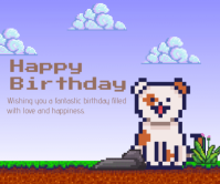 Violet Birthday Greeting Stort rektangel Template