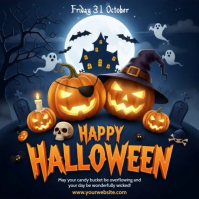 Purple Illustrative Happy Halloween Day Instagram Post template
