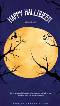 Purple Illustrative Happy Halloween Instagram template