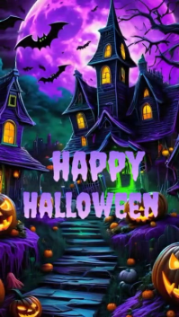 สีม่วง Halloween Instagram Story Template
