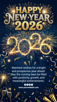 Purple Illustrative Happy New Year Digital Display (9:16) template