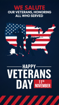 Purple Illustrative Happy Veterans Day, Instagram Story template