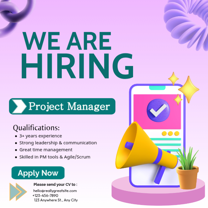 Purple Illustrative Hiring Square (1:1) 方形(1:1) template