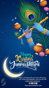 Purple Krishna Janmashtami Instagram Story Template