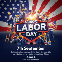 Purple Labor Day Celebration Instagram 帖子 Template