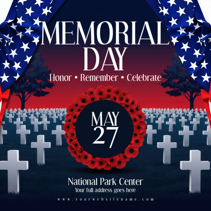 Purple Illustrative Memorial Day Instagram Post Template | PosterMyWall