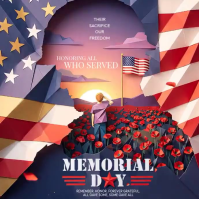 Purple Illustrative Memorial Day Square Video Carré (1:1) template